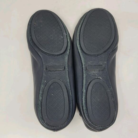 Tory Burch Flats Womens 7M Black Leather Minnie Ballet Comfort Double T Sip On - Picture 12 of 13
